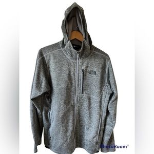 North Face Jacket Gray Hooded Fleece Lined Soft Shell Full Zip Adult Size Medium